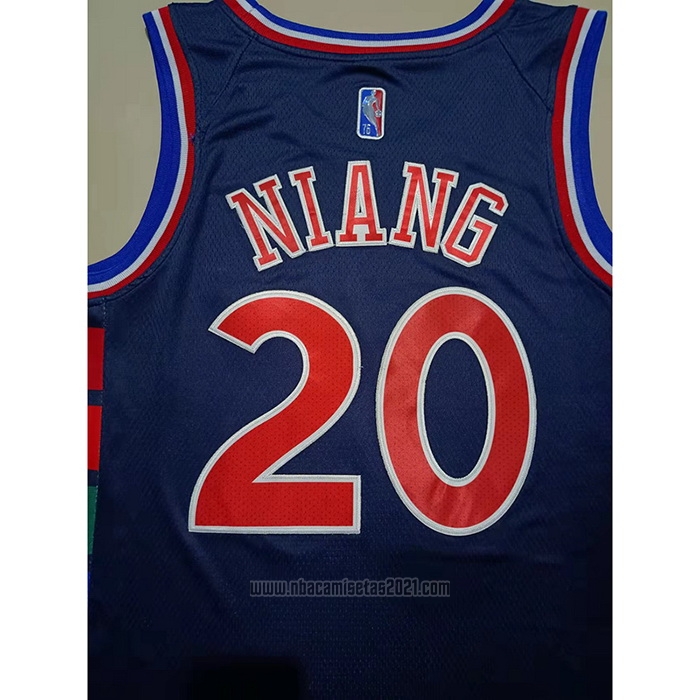 Camiseta Philadelphia 76ers Georges Niang #20 Ciudad 2021-22 Azul